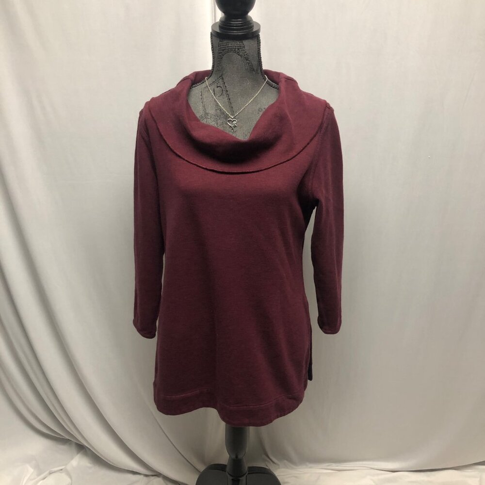 Parsley and Sage Top Womens Size Large Maroon Cowl Neck Sweatshirt Casual Comfy